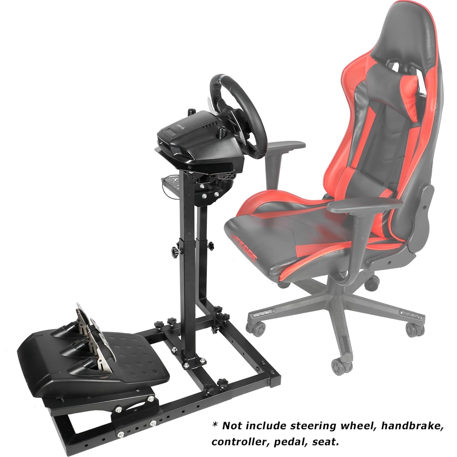 Anman 80% Pre-installed Steering Racing Wheel Stand 2.0 with Fixed Seat fit for Logitech/Thrustmaster/Fanatec G PRO,G25,G27,G920,G923,T300,T248,Foldable Tilt-Adjustable Driving Sim Simulator Cockpit