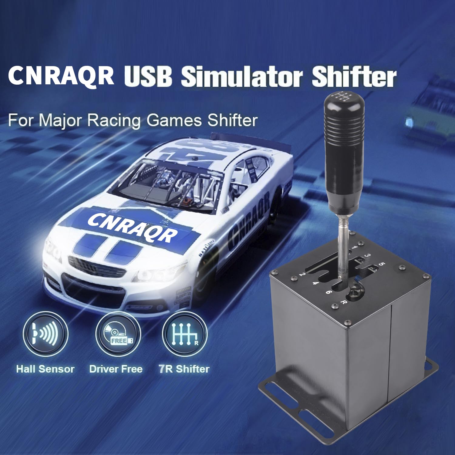 CNRAQR PC USB Simulator Shifter 6+R H Gear Shifter for Logitech G29/G27/G25/G920, T300RS/GT, Compatible with Gearshift PC Windows Steering Wheel for ATS ETS Dust WRC Sim Racing Game