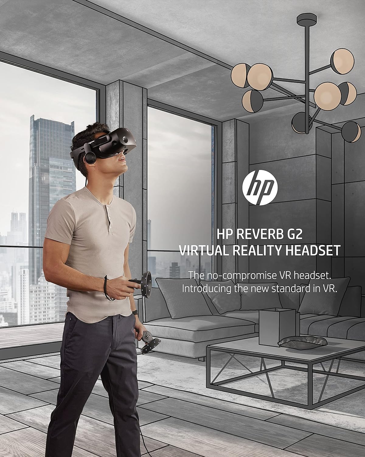 HP Reverb G2 VR Headset With Controller, Adjustable Lenses  Speakers from Valve, 2160 x 2160 LCD Panels, For Gaming, Ergonomic Design, 4 Cameras, Compatible With SteamVR  Windows Mixed Reality