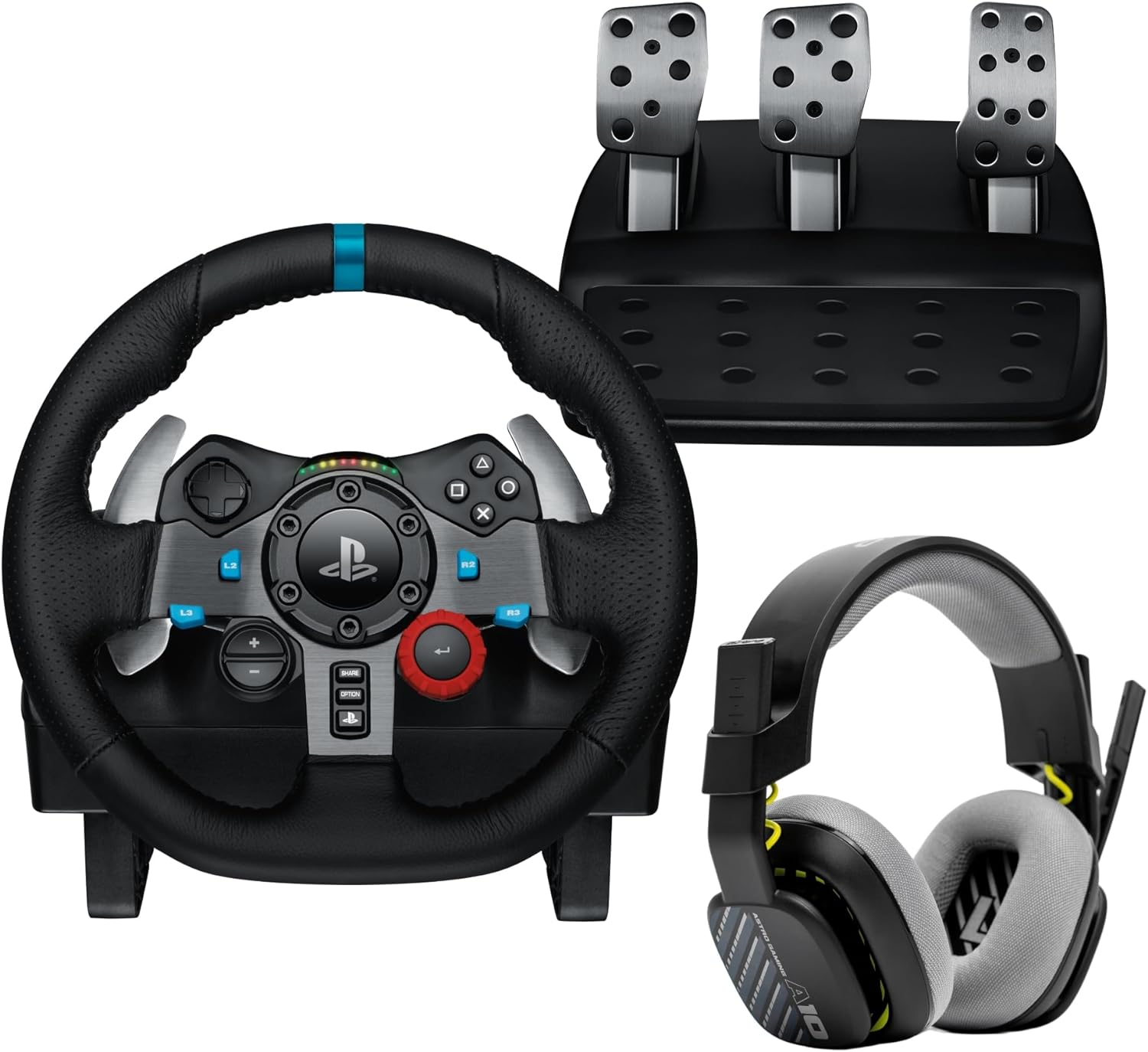 Logitech G29 Driving Force Racing Wheel and Floor Pedals, Real Force Feedback, Stainless Steel Paddle Shifters, Leather Steering Wheel Cover for PS5, PS4, PC, Mac - Black