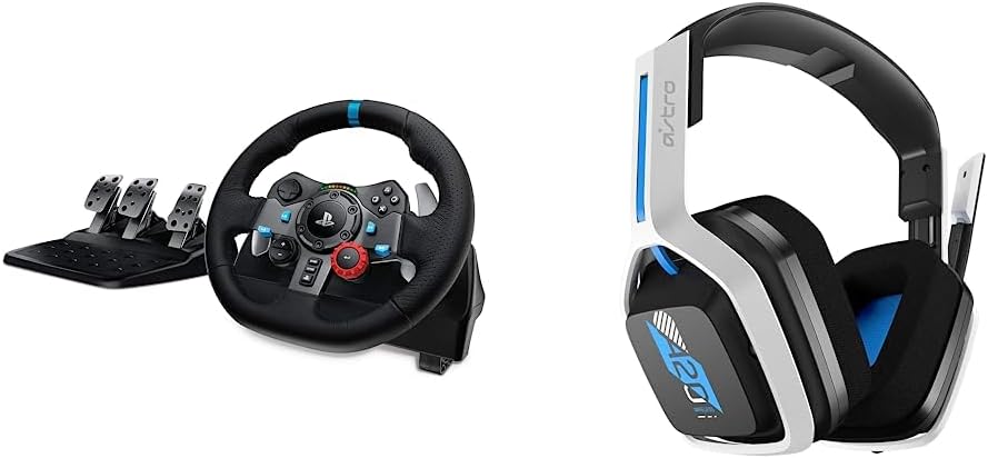 Logitech G29 Driving Force Racing Wheel and Floor Pedals, Real Force Feedback, Stainless Steel Paddle Shifters, Leather Steering Wheel Cover for PS5, PS4, PC, Mac - Black