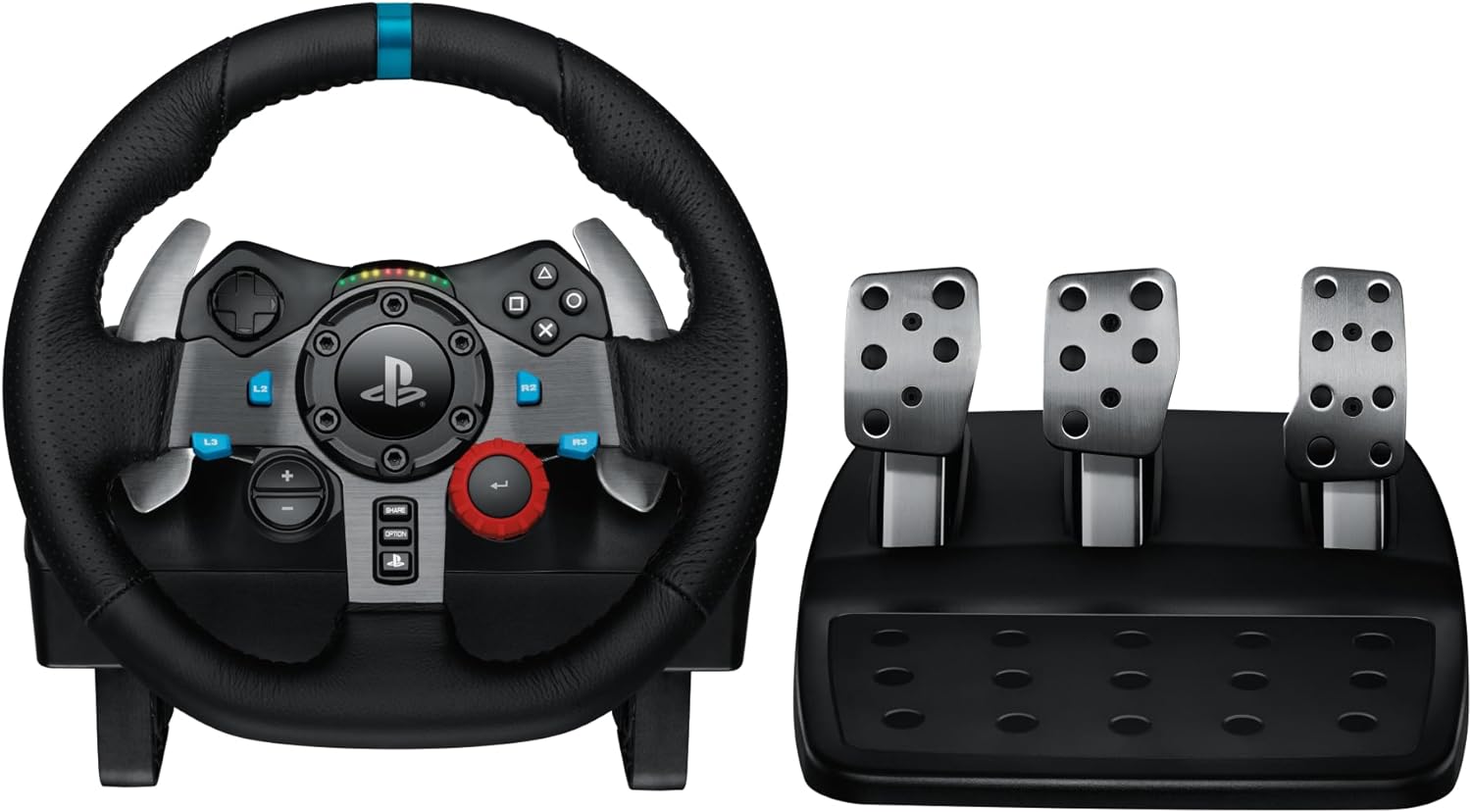 Logitech G29 Driving Force Racing Wheel and Floor Pedals, Real Force Feedback, Stainless Steel Paddle Shifters, Leather Steering Wheel Cover for PS5, PS4, PC, Mac - Black