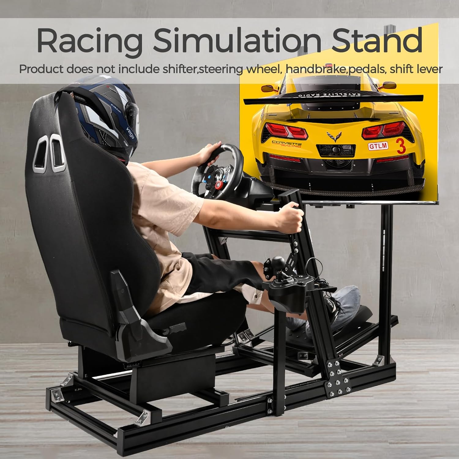 Marada Sim Racing Cockpit Wheel Stand Adjustable Aluminum Fit for Thrustmaster T80,T150,T248X,TX,T300RS,Fanatec，Moza,Fit for Logitech G29,G920,G923,PXN Racing Frame with Seat