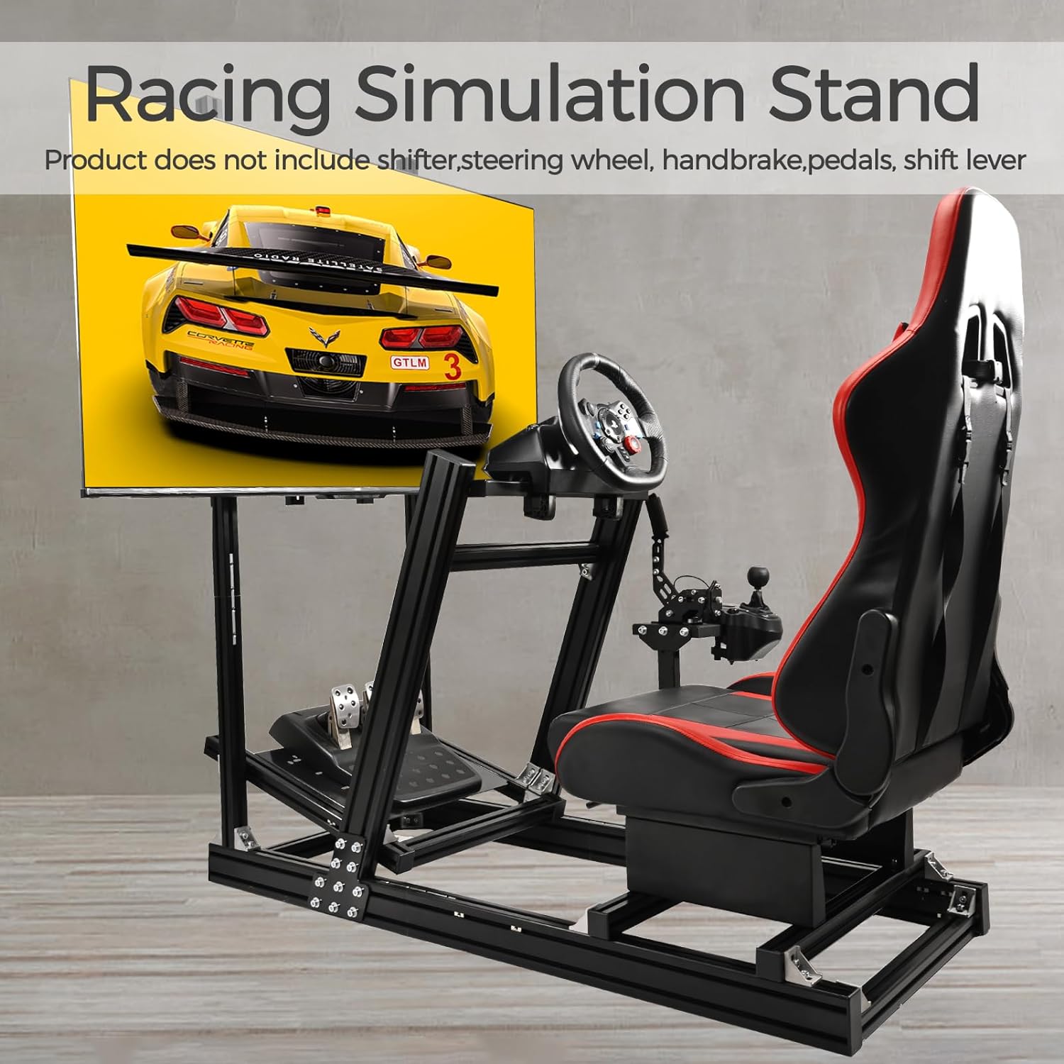 Marada Sim Racing Cockpit Wheel Stand Adjustable Aluminum Fit for Thrustmaster T80,T150,T248X,TX,T300RS,Fanatec，Moza,Fit for Logitech G29,G920,G923,PXN Racing Frame with Seat