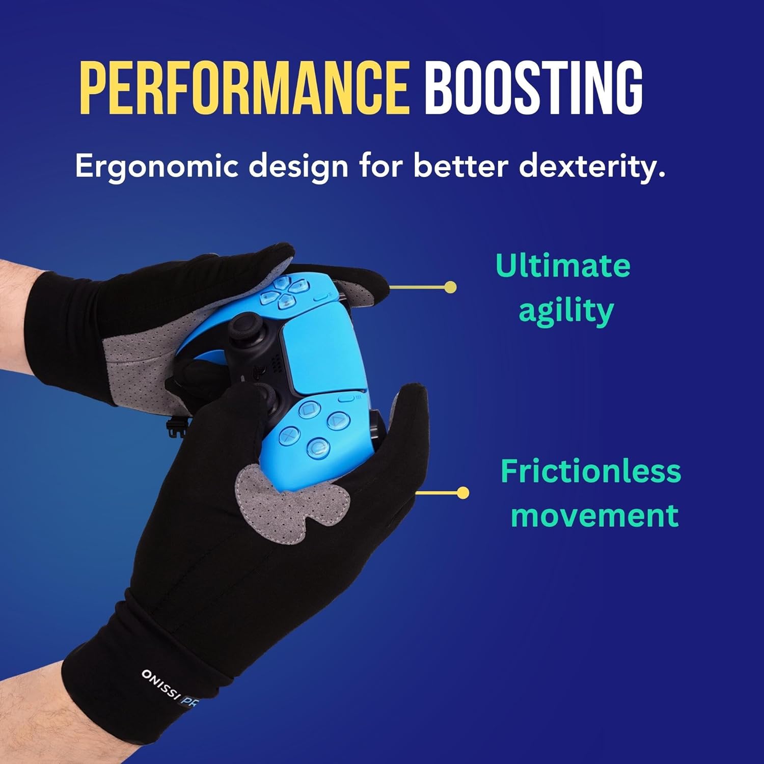 ONISSI Pro Gaming Gloves for Sweaty Hands|Sim Racing Gloves|Full Finger Gamer Gloves for PS4/Xbox/Computer/PC/VR/Sim Racer