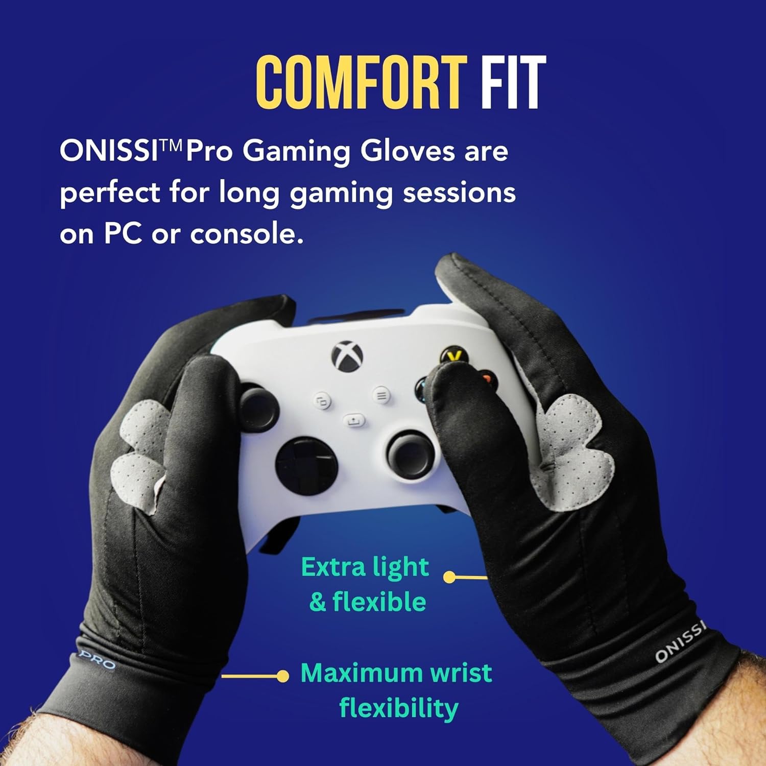 ONISSI Pro Gaming Gloves for Sweaty Hands|Sim Racing Gloves|Full Finger Gamer Gloves for PS4/Xbox/Computer/PC/VR/Sim Racer