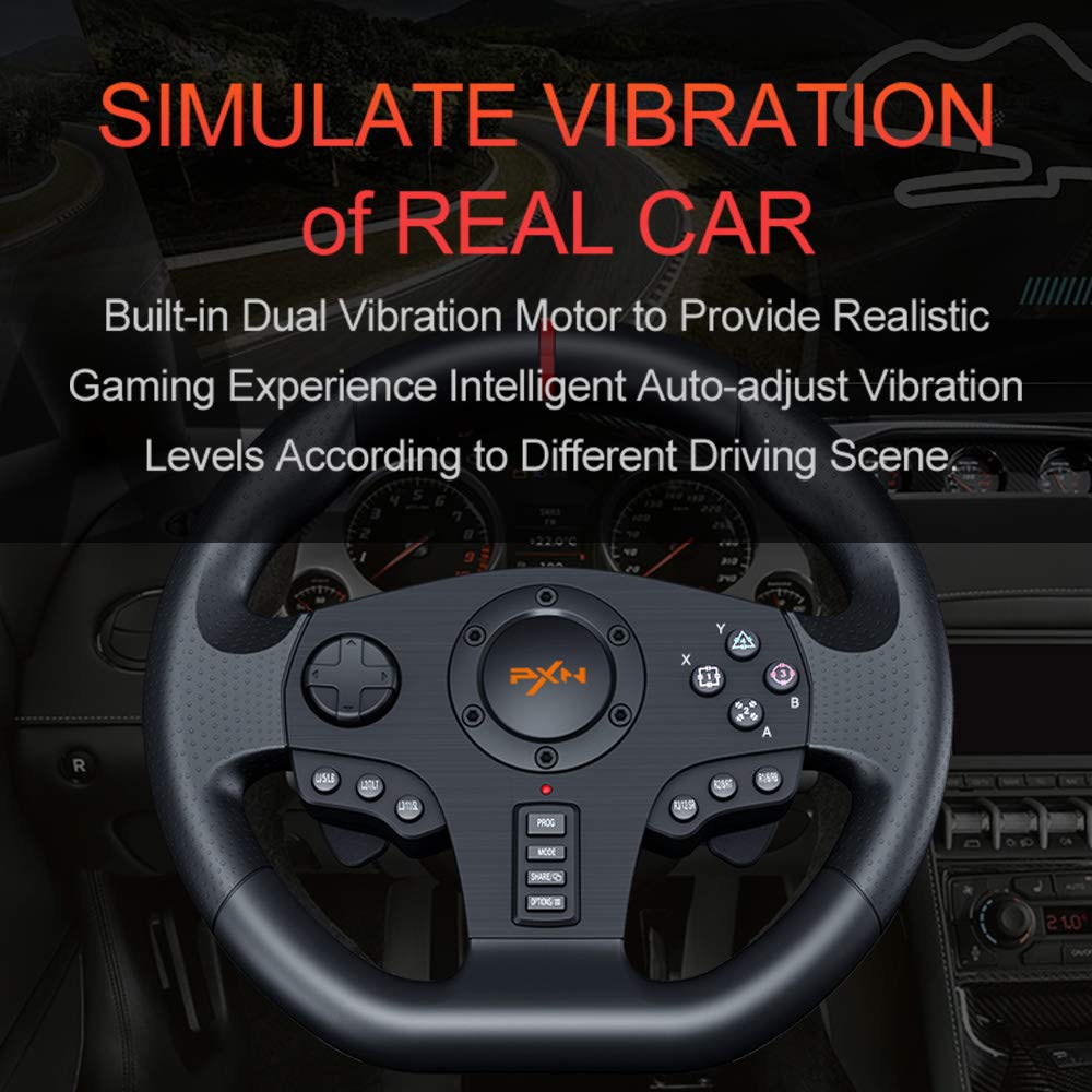 PXN PC Racing Wheel, V900 Universal Usb Car Sim 270/900 Degree Race Steering Wheel with Pedals for Xbox One, Xbox Series X/S, PS3, PS4, Switch, Android TV (Used - Like New)