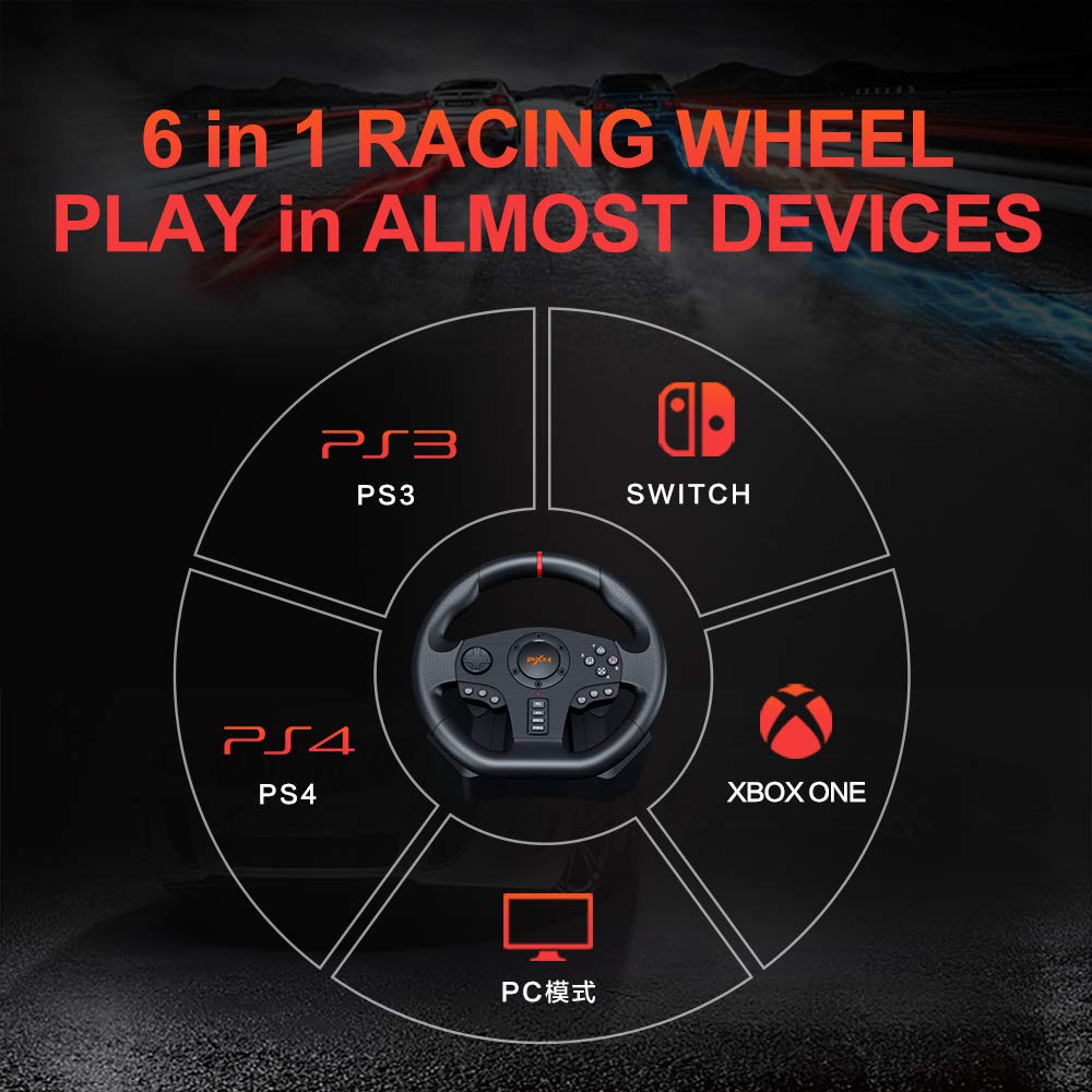 PXN PC Racing Wheel, V900 Universal Usb Car Sim 270/900 Degree Race Steering Wheel with Pedals for Xbox One, Xbox Series X/S, PS3, PS4, Switch, Android TV (Used - Like New)