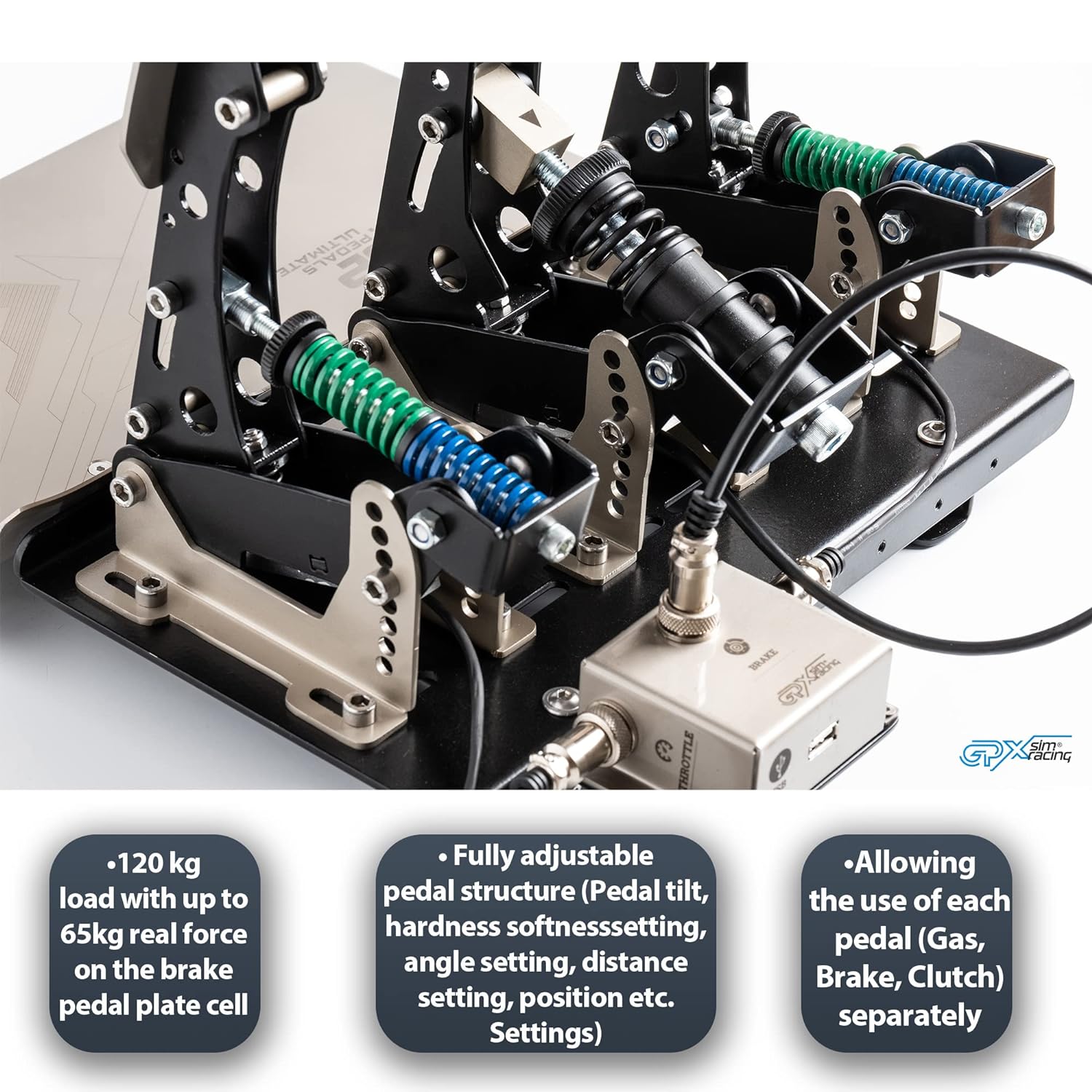 Sim Racing Professionals Aluminum Pedals, Aluminum and steel internal mechanism, E-Sport equipments, Fully compatible with all PC