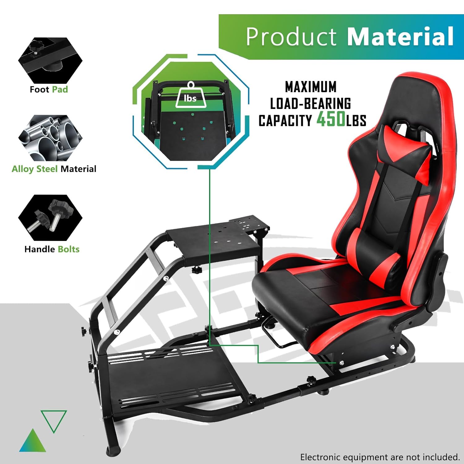 Steering Wheel Stand Racing Cockpit with Red Seat Unobstructed Design for Both Legs Fit for Logitech/Thrustmaster G29,G920,G923,G25,T300RS,T80,T150 Adjustable,No Steering Wheel,Handbrake,Pedals