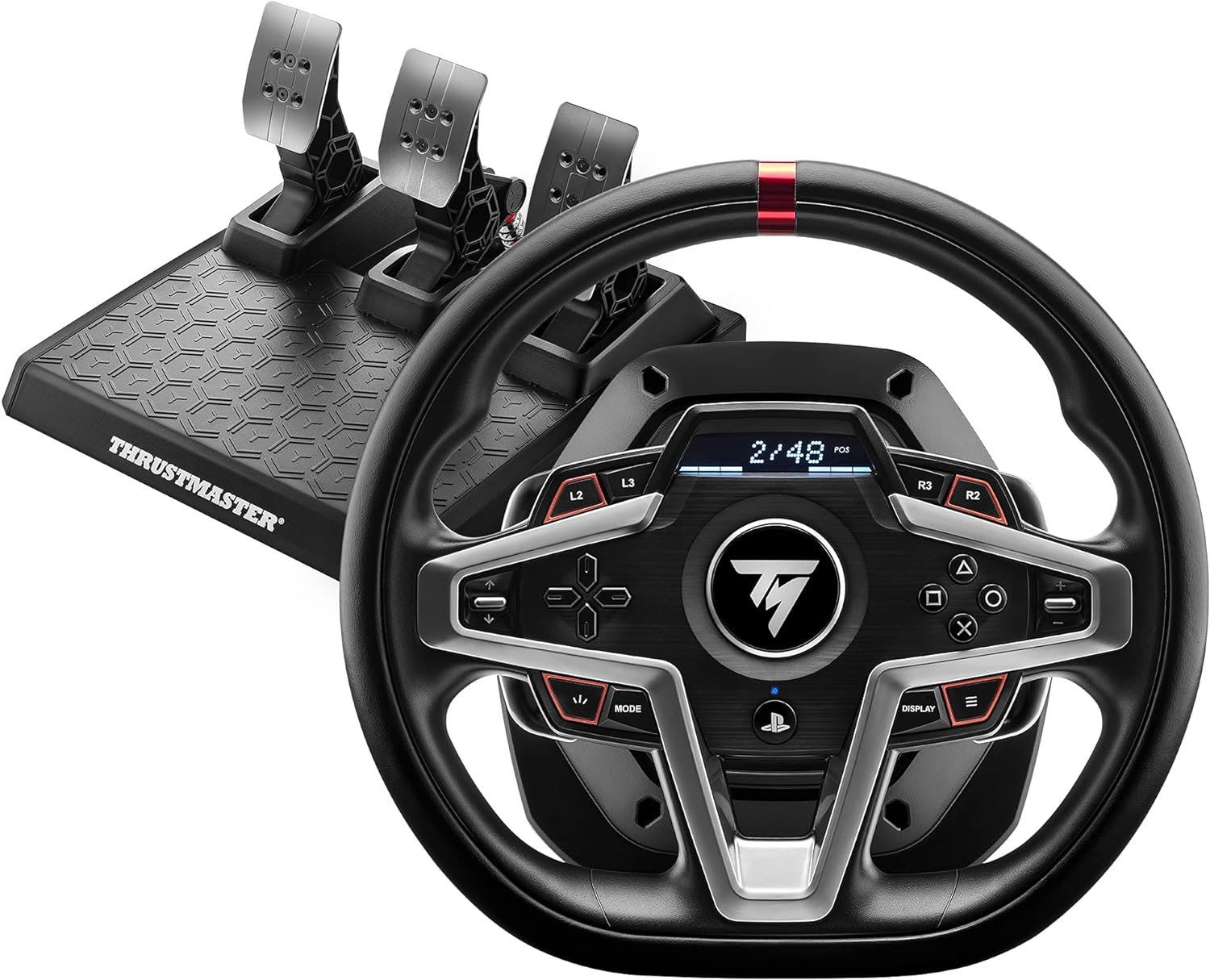 Thrustmaster T248P, Racing Wheel and Magnetic Pedals, HYBRID DRIVE, Magnetic Paddle Shifters, Dynamic Force Feedback, Screen with Racing Information (PS5, PS4, PC)