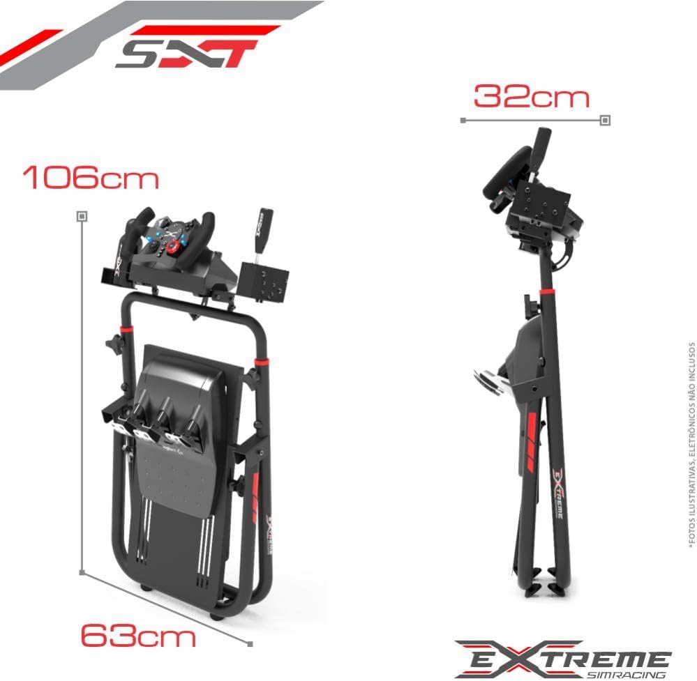 Extreme Sim Racing Wheel Stand Cockpit SXT V2 Racing Simulator - Racing Wheel Stand Black Edition For Logitech G25, G27, G29, G920, Thrustmaster And Fanatec - Heavy Dutty and Foldable