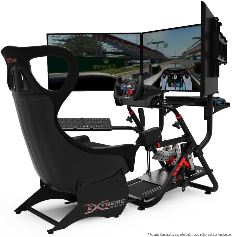 Extreme Sim Racing Wheel Stand Cockpit SXT V2 Racing Simulator - Racing Wheel Stand Black Edition For Logitech G25, G27, G29, G920, Thrustmaster And Fanatec - Heavy Dutty and Foldable