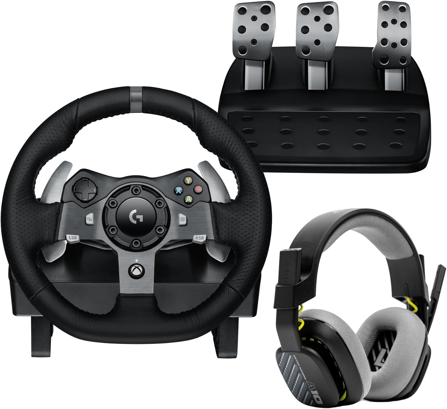 Logitech G920 Driving Force Racing Wheel and Floor Pedals, Real Force Feedback, Stainless Steel Paddle Shifters, Leather Steering Wheel Cover for Xbox Series X|S, Xbox One, PC, Mac - Black