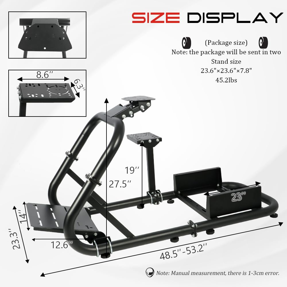 Marada Racing Simulator Cockpit 50mm Round Tube fit for Logitech,Thrustmaster,Fanatec, G25 G27 G29 G920 G923 T300, Racing Wheel Stand Sim Racing Cockpit Frame, without Seat Wheel Shift Pedal