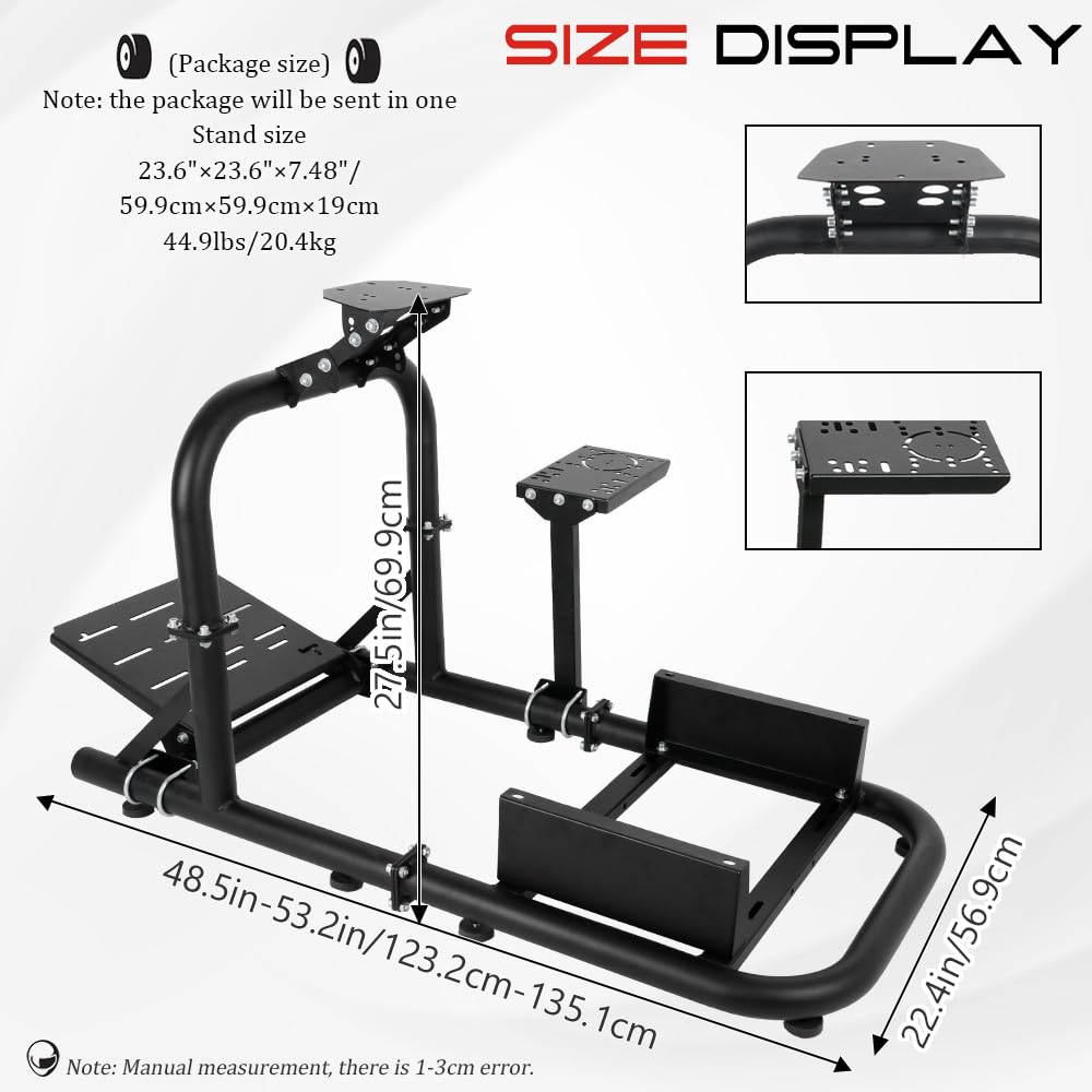 Marada Racing Simulator Cockpit 50mm Round Tube fit for Logitech,Thrustmaster,Fanatec, G25 G27 G29 G920 G923 T300, Racing Wheel Stand Sim Racing Cockpit Frame, without Seat Wheel Shift Pedal