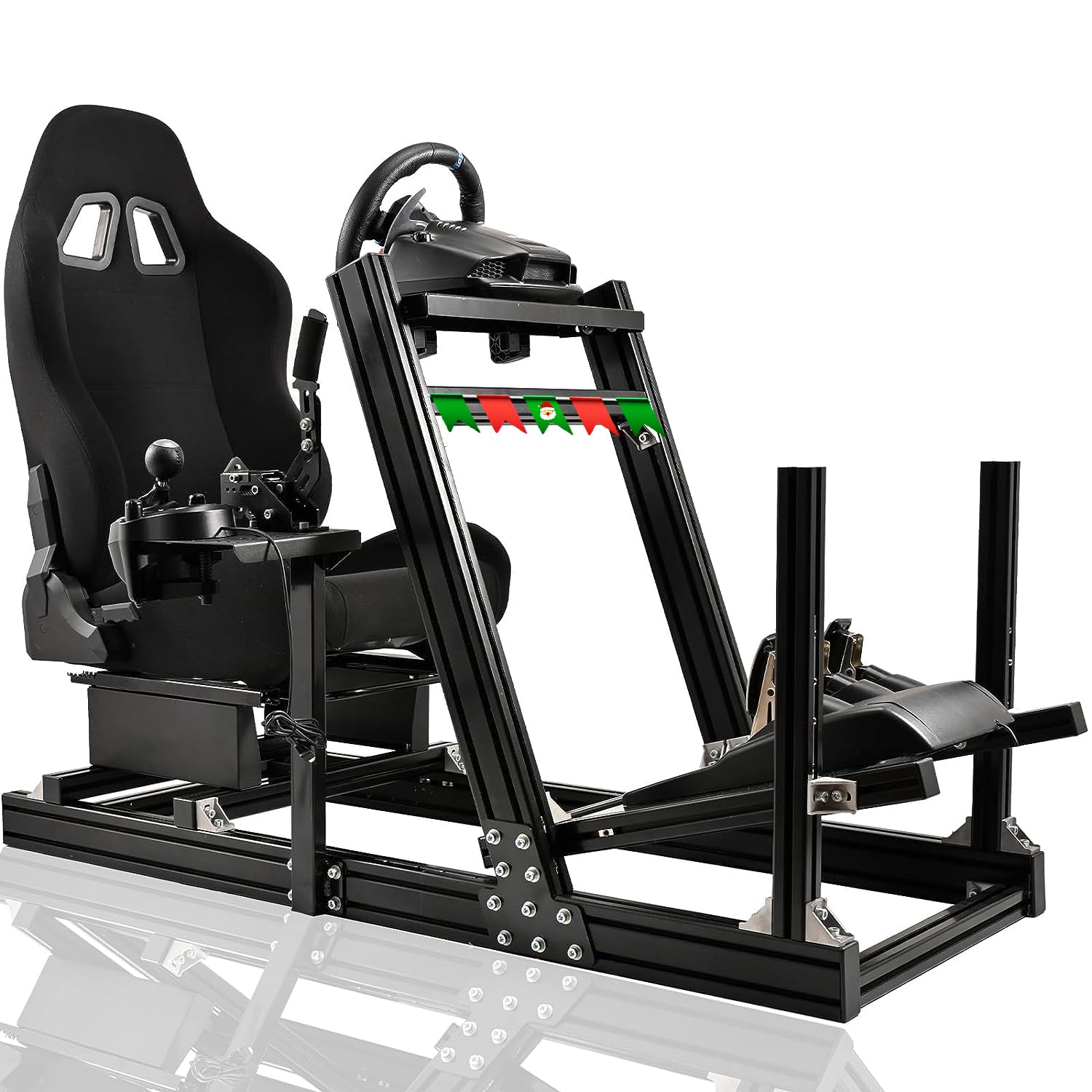 Marada Sim Racing Cockpit Wheel Stand Adjustable Aluminum Fit for Thrustmaster,Fanatec,Moza,Logitech,PXN Racing Frame with Seat