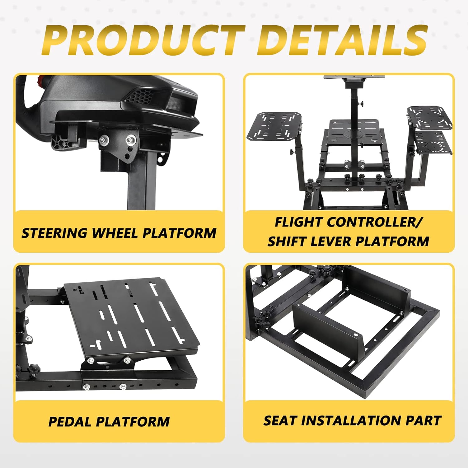 Marada Sim Racing Cockpit Wheel Stand Adjustable Aluminum Fit for Thrustmaster,Fanatec,Moza,Logitech,PXN Racing Frame with Seat