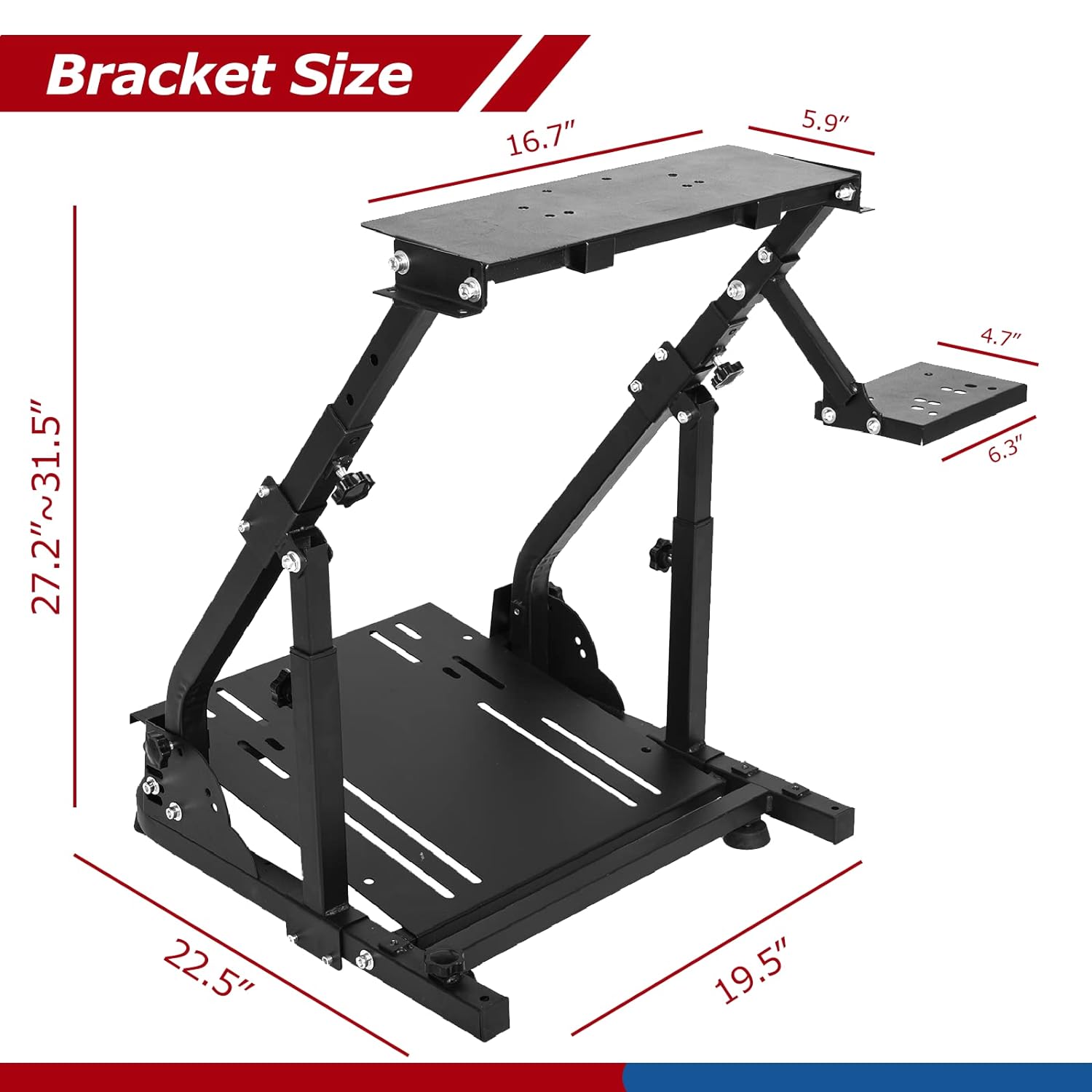 Minneer Foldable Reinforced Steering Racing Wheel Stand Fit for Logitech/Fanatec/Thrustmaster G29/G920/G923/T248/T300/TX Drive Gaming Simulator Cockpit Stable(Wheel, Pedals, Handbrake Not Included)