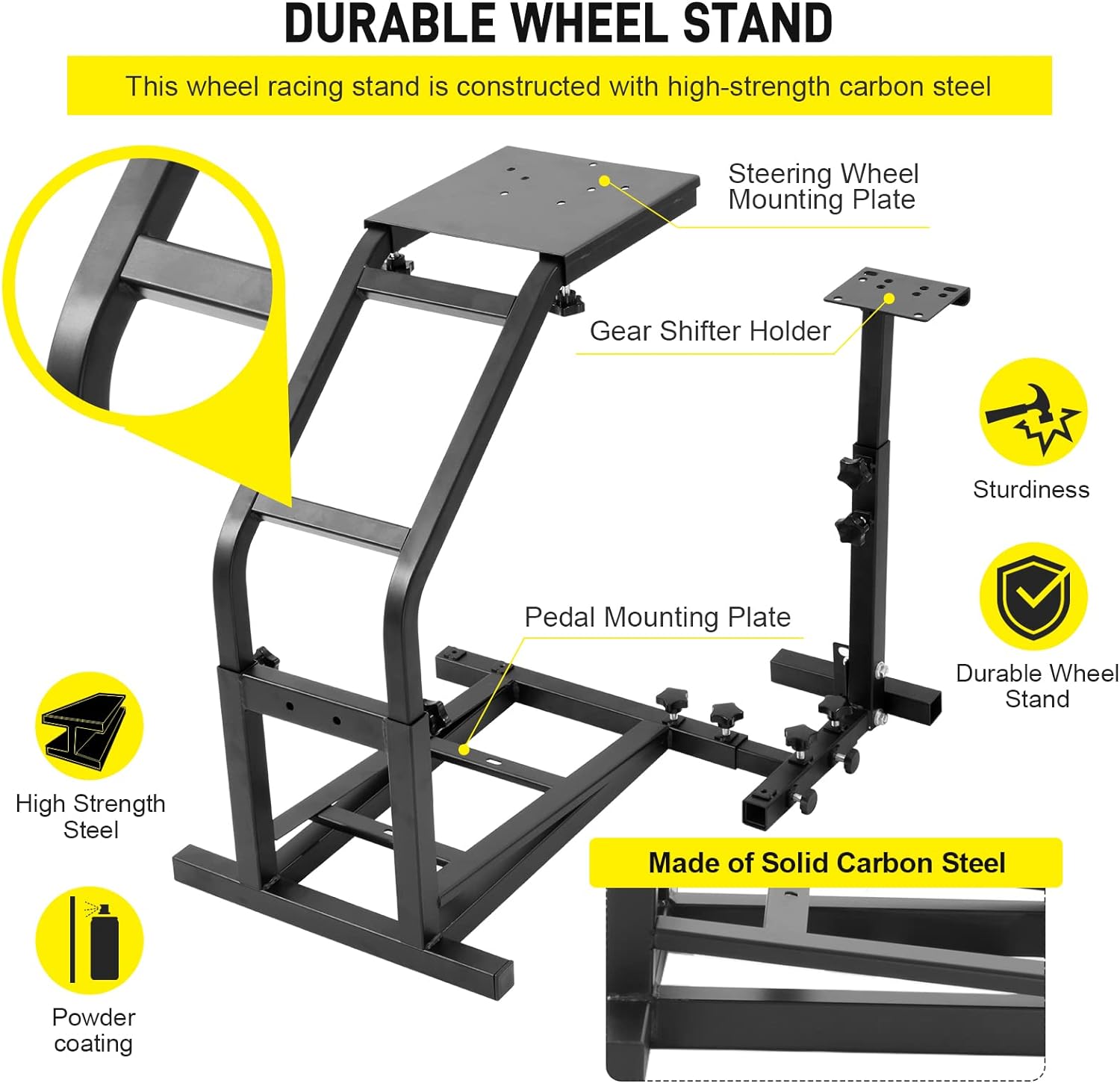 Racing Wheel Stand Height Adjustable Driving Simulator Cockpit Compatible with Logitech G25, G27, G29, G920 Gaming Cockpit,Racing Wheel and Pedals Not Included