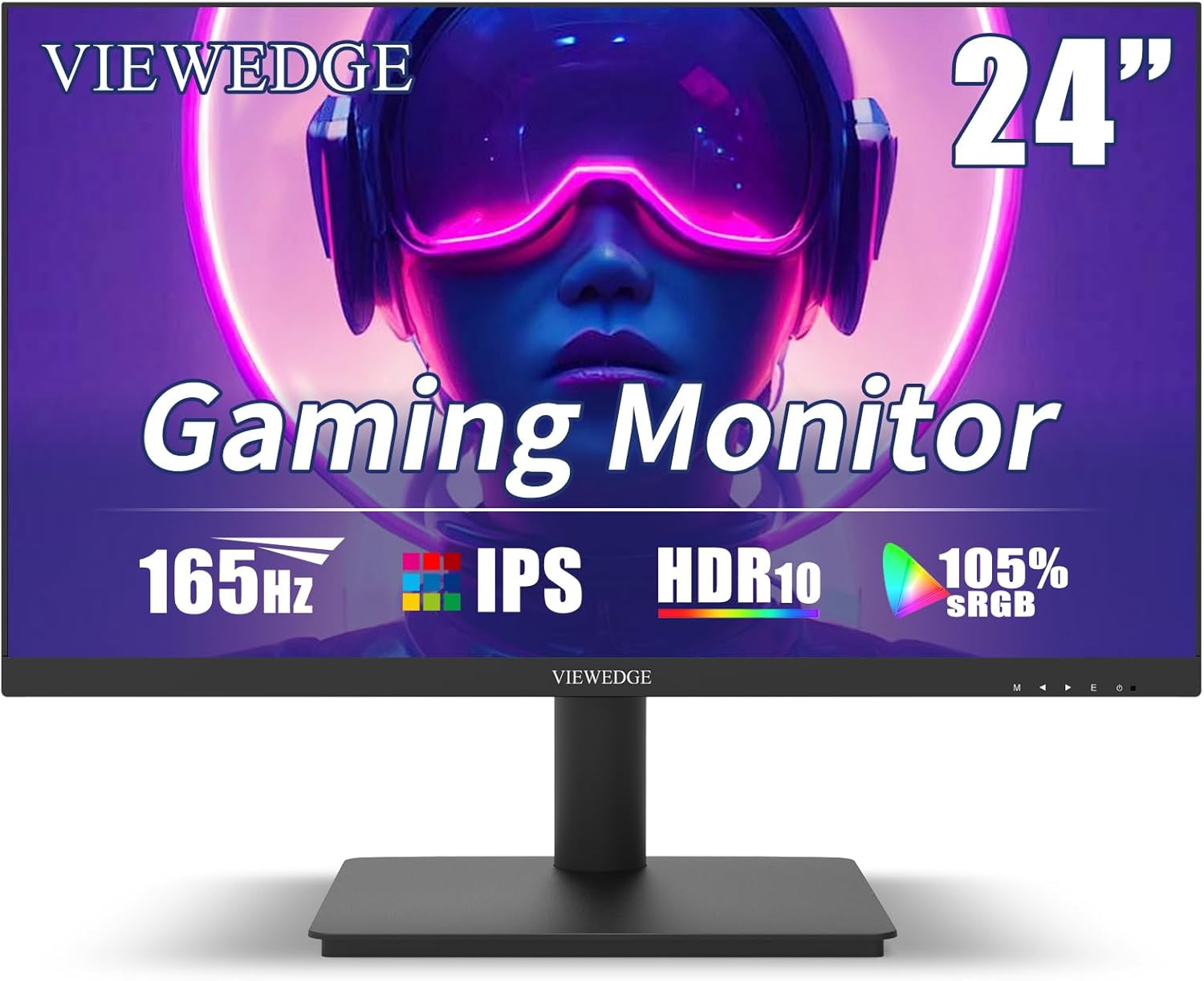 24 Inch Gaming Monitor with 165hz/144hz, IPS 1ms, FHD 1080p and HDR 10 | PC Computer Monitor with 105% sRGB, Bluelight Filter, 2 HDMI  1 DP Port, Support Freesync and VESA