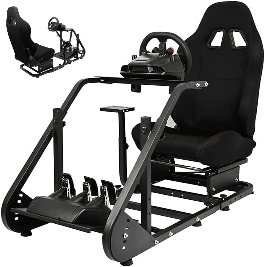 Dardoo G29 Racing Simulator Cockpit with Ergonomic Gaming Seat Fit for Logitech/Thrustmaster/Fanatec G25 G27 G923 T150,Steering Wheel Stand Mountable Monitor Mount,Not Include Wheel, Pedal and Shifter