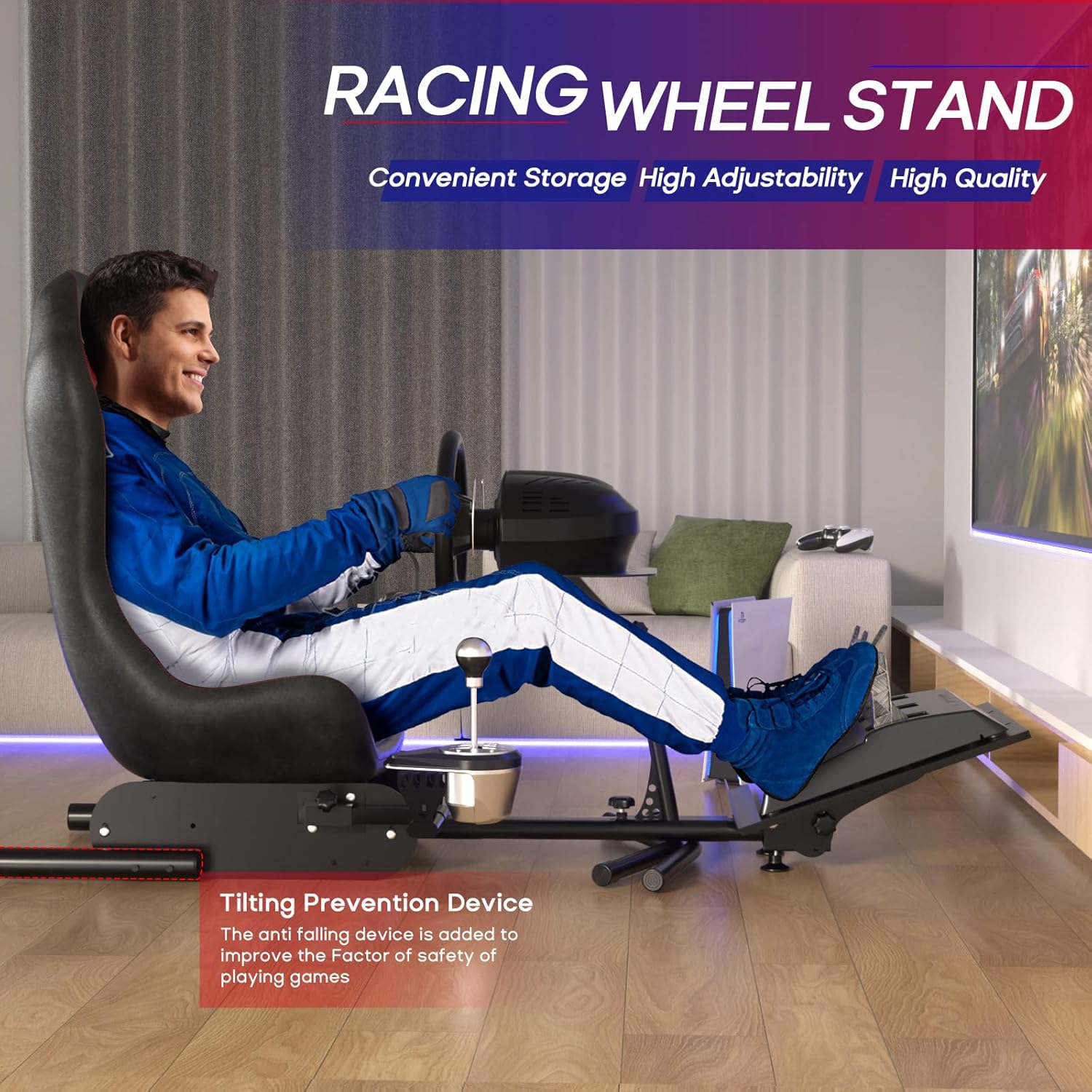 DIWANGUS Racing Simulator Cockpit Steering Wheel Stand with Seat Gaming Chair Sim Racing Cockpit for G29 G920 G923 G27 G25 T248X T248 T300RS T150 458 TX Xbox PS4 PS5 PC Accessories