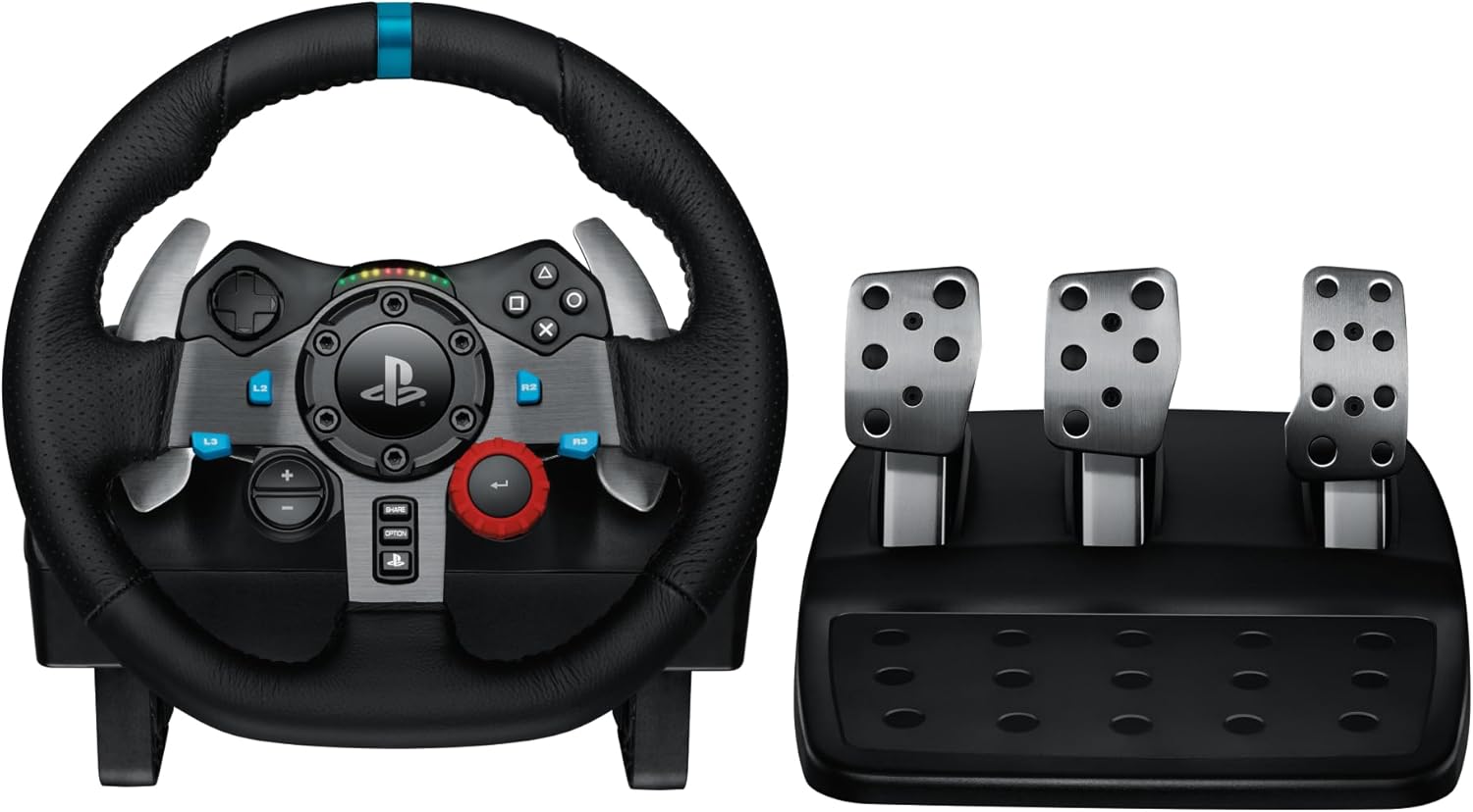 Logitech G29 Driving Force Racing Wheel and Floor Pedals, Real Force Feedback, Stainless Steel Paddle Shifters, Leather Steering Wheel Cover for PS5, PS4, PC, Mac - Black