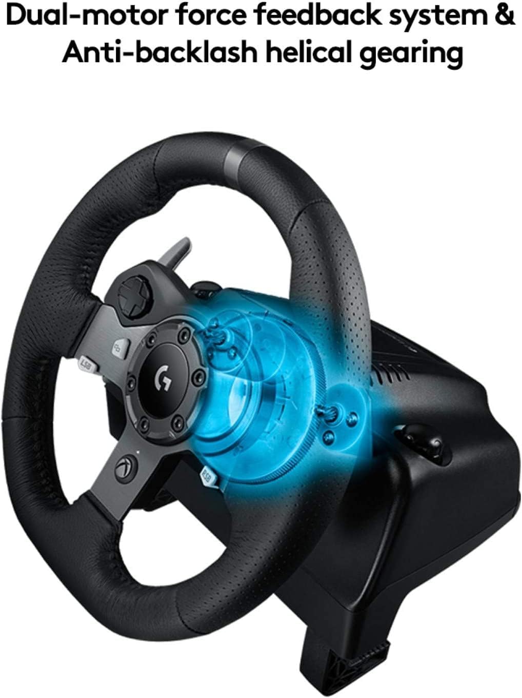 Logitech G920 Driving Force Racing Wheel and Floor Pedals, Real Force Feedback, Stainless Steel Paddle Shifters, Leather Steering Wheel Cover for Xbox Series X|S, Xbox One, PC, Mac - Black