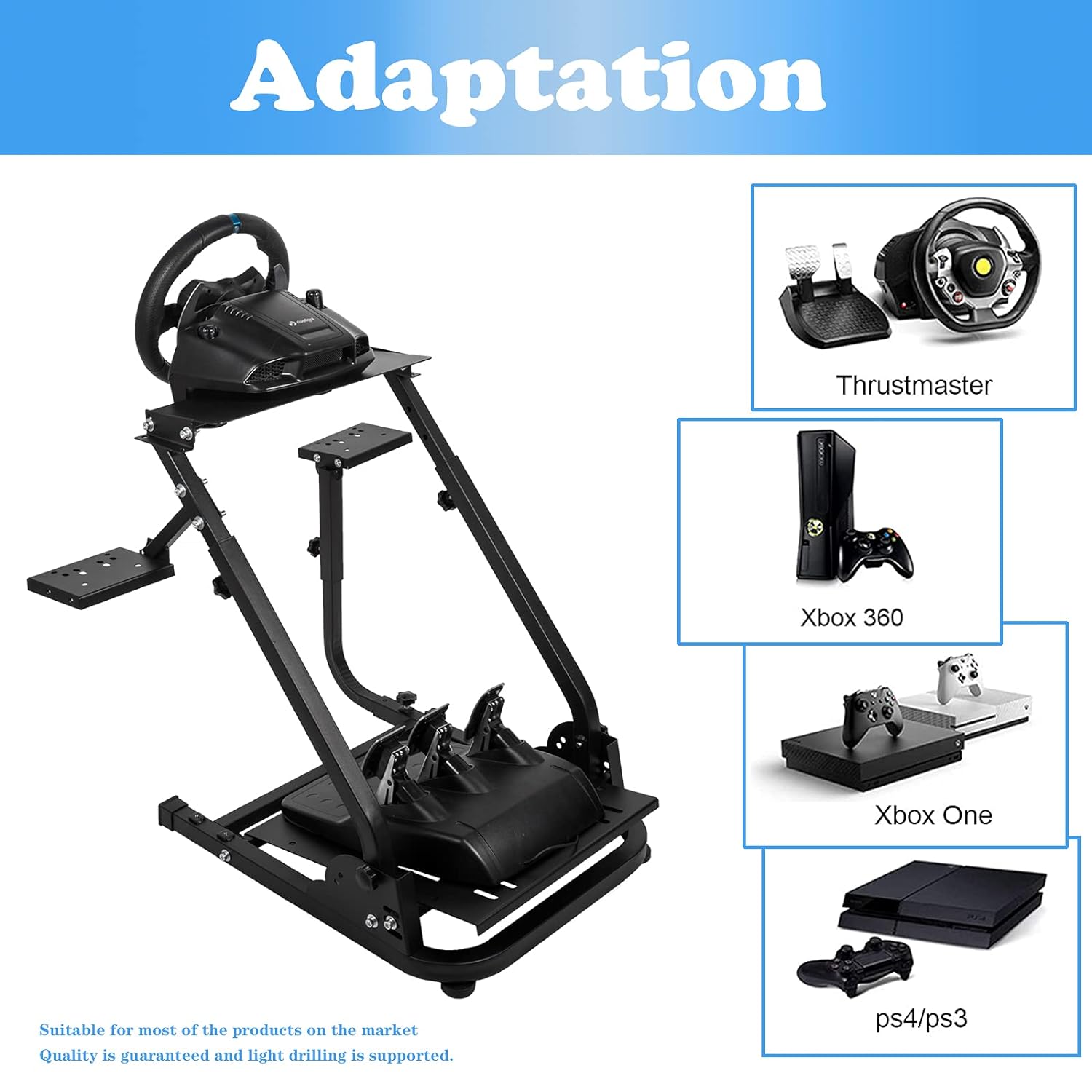 Marada Racing Wheel Stand Adjustable Fit for Logitech G29 G920 G923 Thrustmaster T80 T300 RS GT PXN Foldable Steering Wheel Pedal Shift Not Include