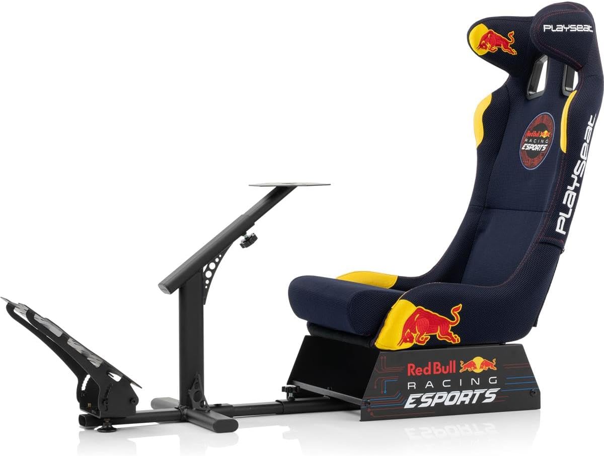 Playseat Evolution Pro Sim Racing Cockpit | Comfortable Racing Simulator Cockpit | Compatible with all Steering Wheels  Pedals on the Market | Supports PC  Console | Redbull Racing Esports edition