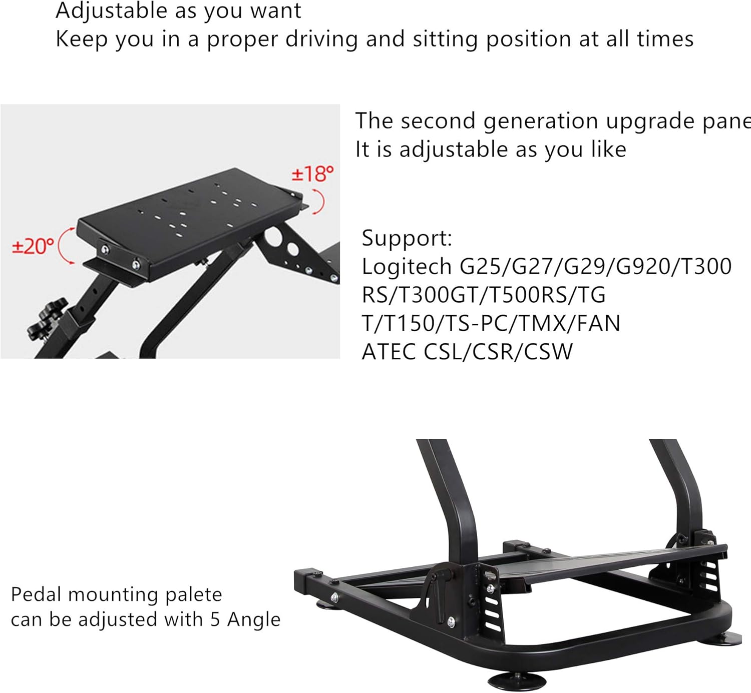 Professional Racing Wheel Stand (Updated Version) Driving Gaming Simulator for Logitech G25 G27 G29 G920 PS4 Xbox Fanatech T3PA TGT T300RS T300GT T500RS TGT T150 TS-PC CSL CSR CSW