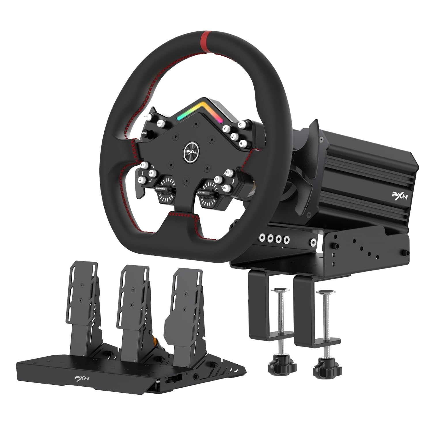 PXN V12 lite Direct Drive Steering Wheel 6Nm Servo Sim Racing Force Feedback Detachable Racing Wheel Game Race Steering Wheel with 3-Pedals and Shifter Bundle for PC,Xbox One,Xbox Series X/S,PS4