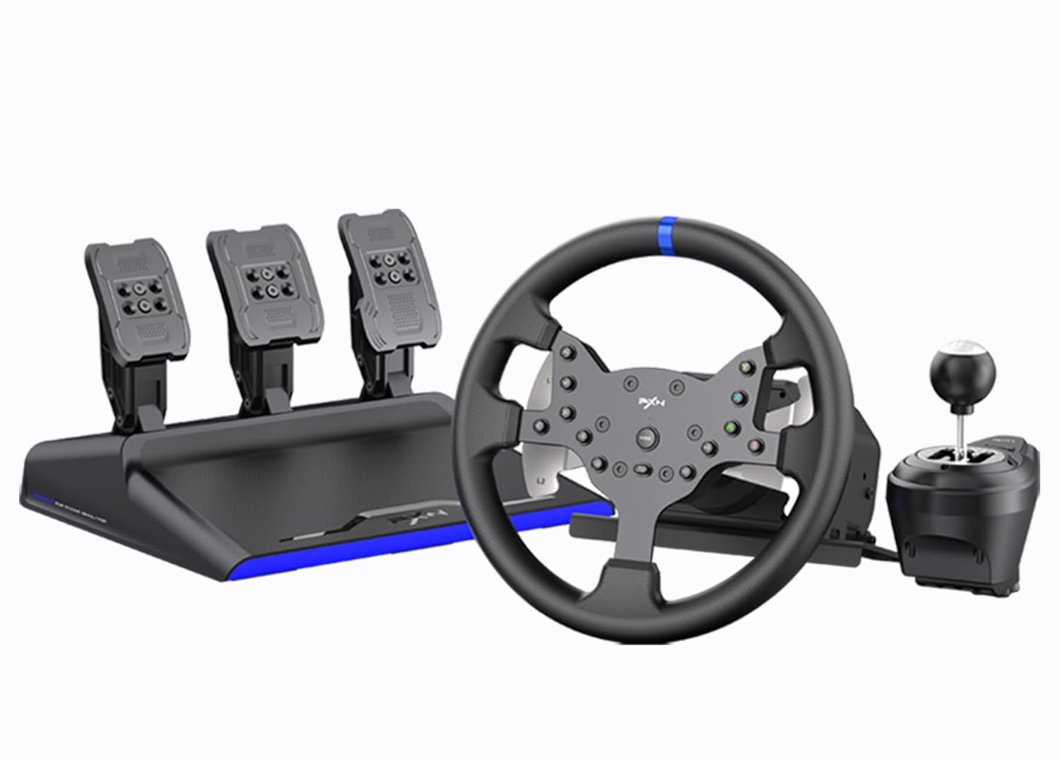 PXN-V99 Sim Racing wheel, 3.2nm force feedback Gaming Steering wheel 270/900, Dismantle, with Hall magnetic induction pedal, 6+1 gear shift rod steering wheel for PS4/PS3/Xbox One/Series X/S PC