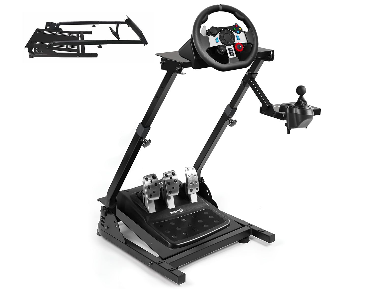 Racing Wheel Stand, Adjustable  Foldable Steering Wheel Sim Racing Stand for Logitech G920 G29 G923 G25, G27, G29 PS4 T300RS Thrustmaster Gaming Steering Wheel Stand, Wheel  Pedals Not Included