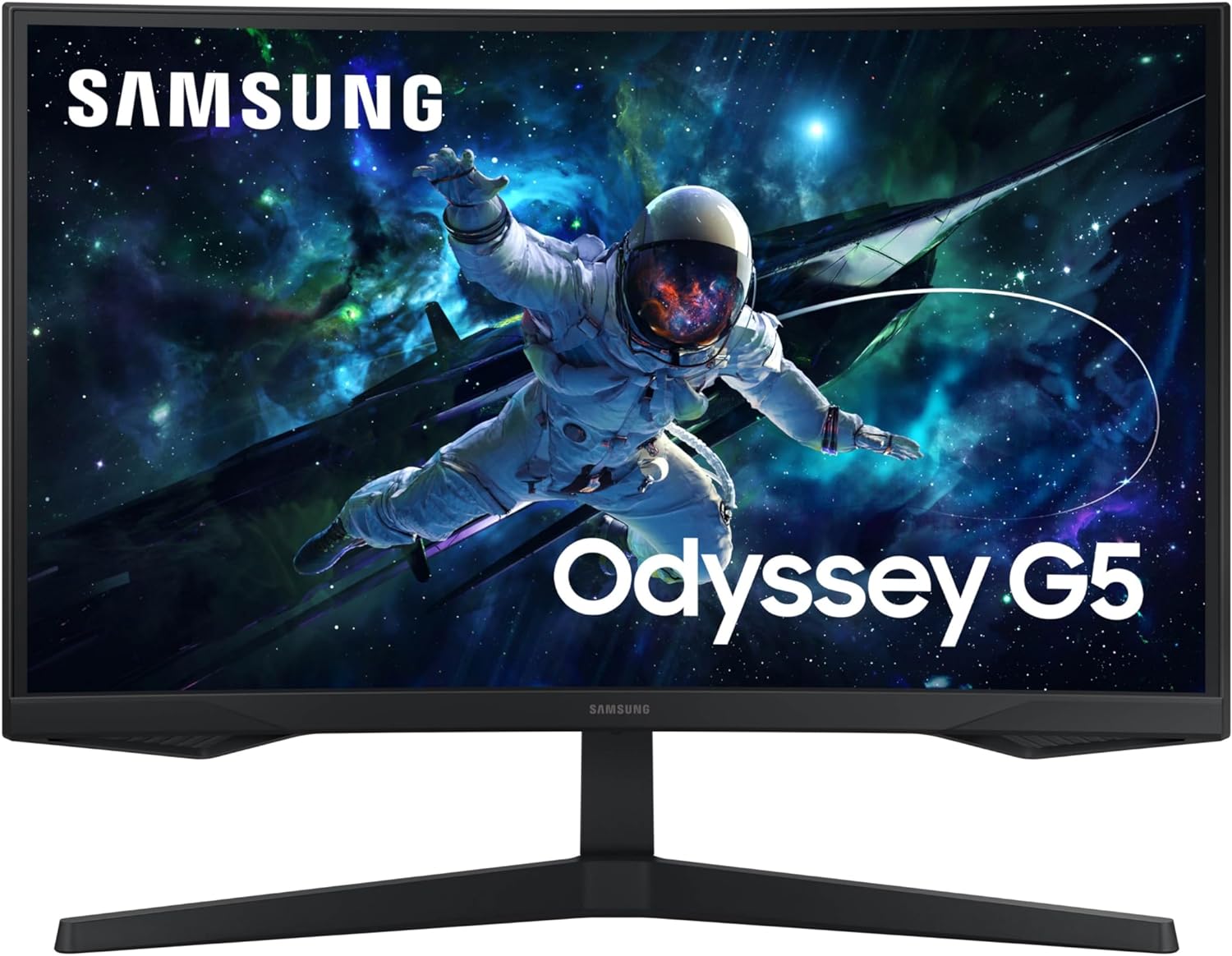 Samsung 32-Inch Odyssey G55C Series QHD 1000R Curved Gaming Monitor, 1ms(MPRT), HDR10, 165Hz, AMD Radeon FreeSync, Eye Care, LS32CG550ENXZA, 2024