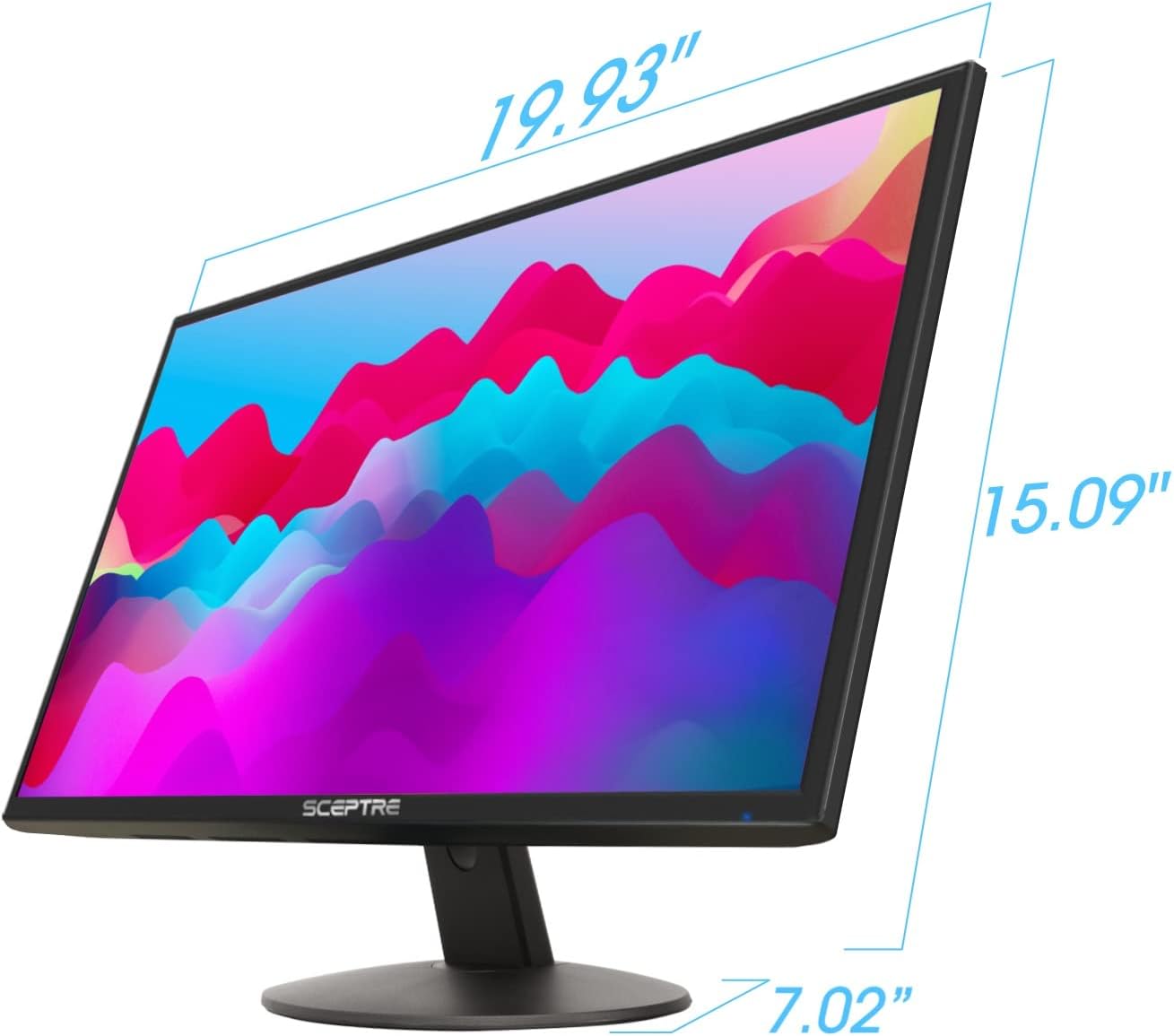 Sceptre 22 inch 75Hz 1080P LED Monitor 99% sRGB HDMI X2 VGA Build-In Speakers, Machine Black (E225W-19203R series)