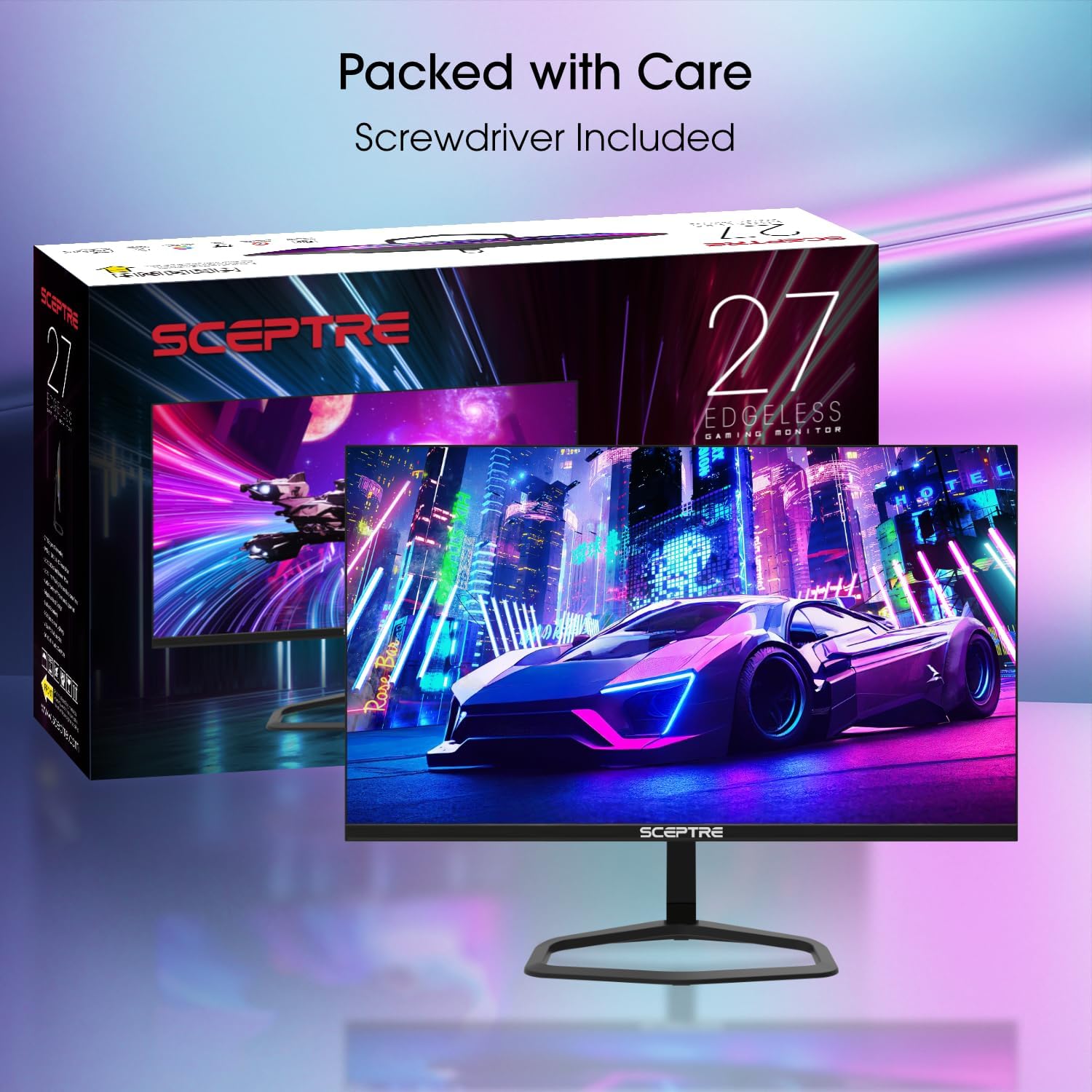 Sceptre Curved 24.5-inch Gaming Monitor up to 240Hz 1080p R1500 1ms DisplayPort x2 HDMI x2 Blue Light Shift Build-in Speakers, Machine Black 2023 (C255B-FWT240)