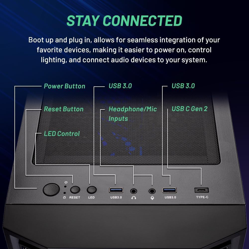 Skytech Shadow Gaming PC Desktop, Intel i5 13400F 2.5 GHz (4.6GHz Turbo Boost), NVIDIA RTX 4060 8GB GDDR6X, 1TB SSD, 32GB DDR5 RAM 5200 RGB, 650W Gold PSU, Wi-Fi, Win 11 Home, AR Feature on Mobile