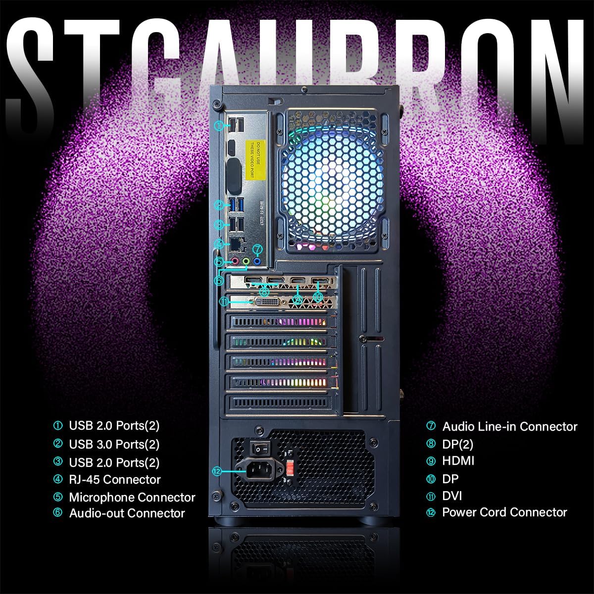 STGAubron Gaming Desktop PC, Intel Core i7 3.4G up to 3.9G, 16G DDR3, 1T SSD, Radeon RX 580 8G GDDR5,600M WiFi,BT 5.0,RGB Fan x 6,RGB KeyboardMouseMouse Pad,RGB BT Sound Bar,RGB BT Gaming Mic,W10H64