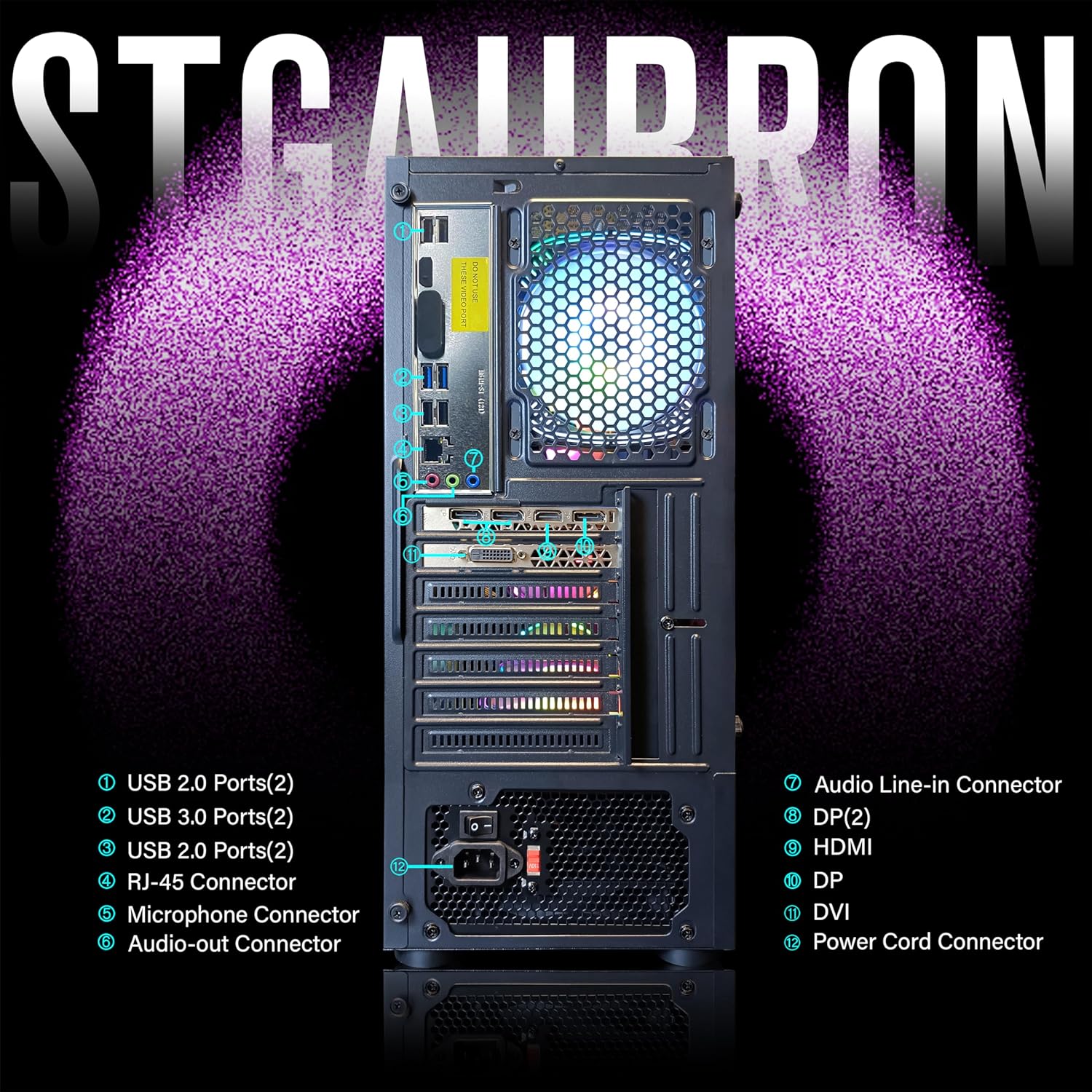 STGAubron Gaming Desktop PC, Intel Core i7 3.4G up to 3.9G, 16G DDR3, 1T SSD, Radeon RX 580 8G GDDR5,600M WiFi,BT 5.0,RGB Fan x 6,RGB KeyboardMouseMouse Pad,RGB BT Sound Bar,RGB BT Gaming Mic,W10H64