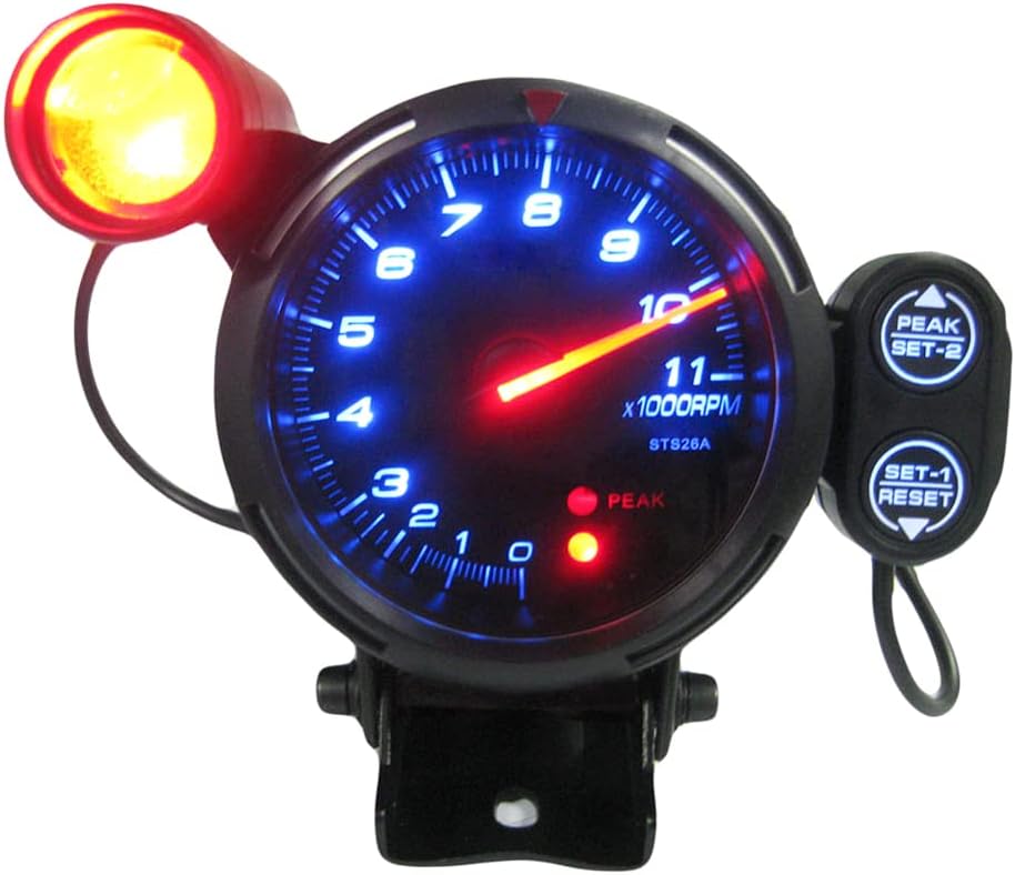 Tachometer Gauge,3.5 Inch 12V Car Tachometer Gauge Kit, 0-11000 RPM Electronical RPM Tachometer with Super Bright Blue LED