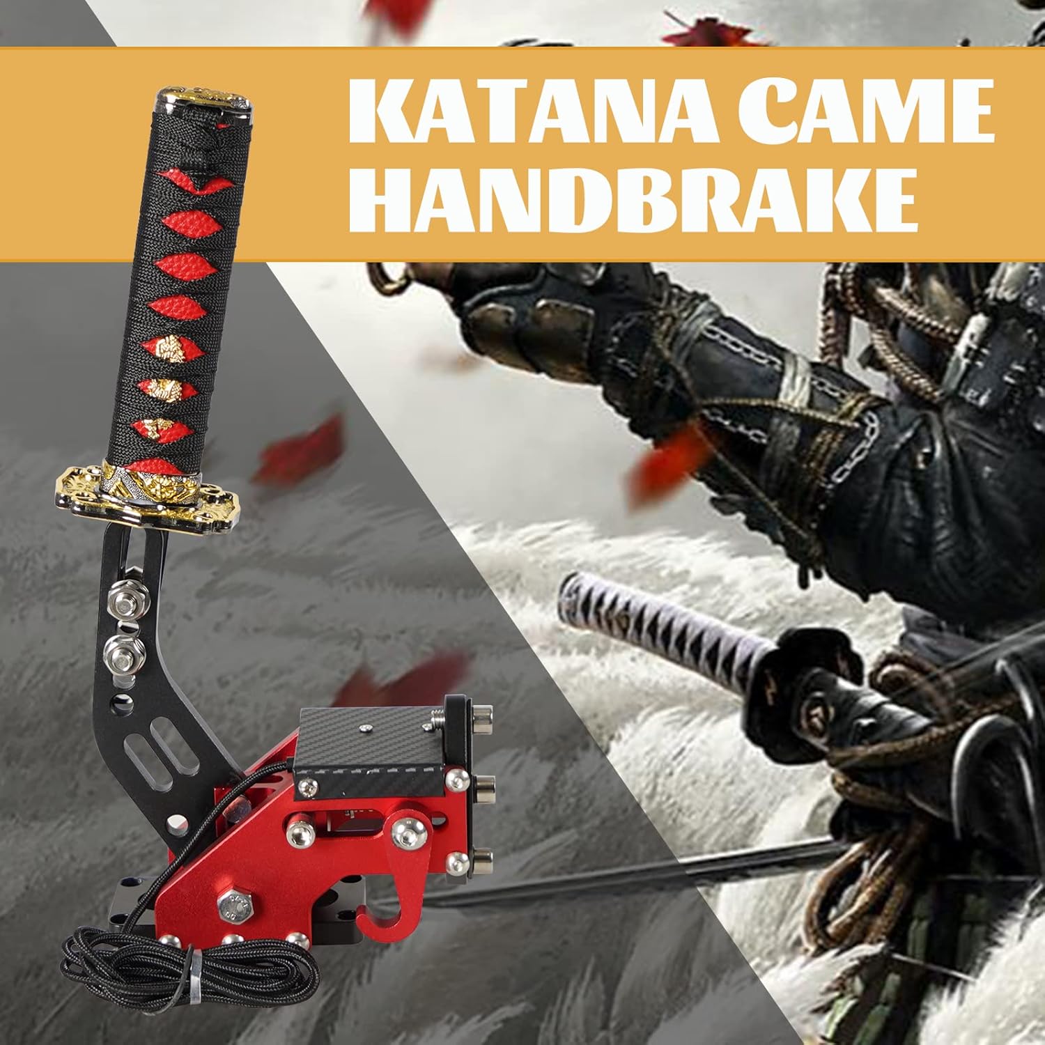 YESHMA 64 Bit USB Katana Handbrake Samurai Sword PC Handbrake Compatible with G25/27/29/920 T500 T300,Professional Gaming Peripherals Using for Racing Games(Without Clamp)